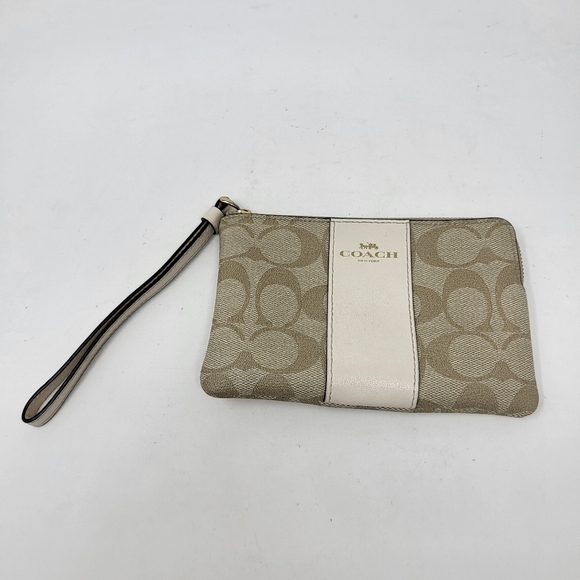 Coach Handbags - Coach Wristlet Wallet Tan Cream Pouch Corner‎ Zip